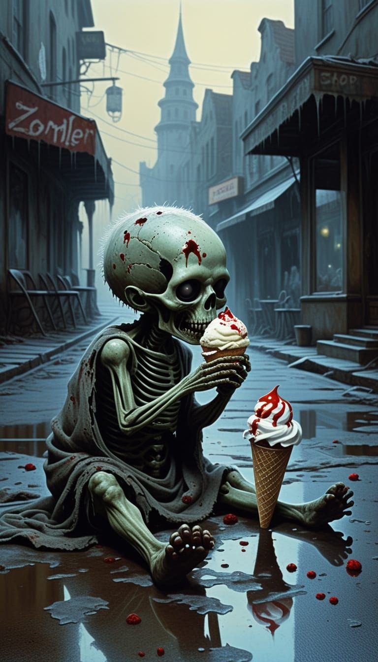 Zombie Newborn Crawls for Blood-Drizzled Ice Cream