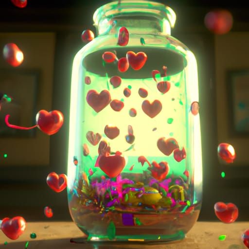 Dramatic Jar of Hearts in Digital Art Style