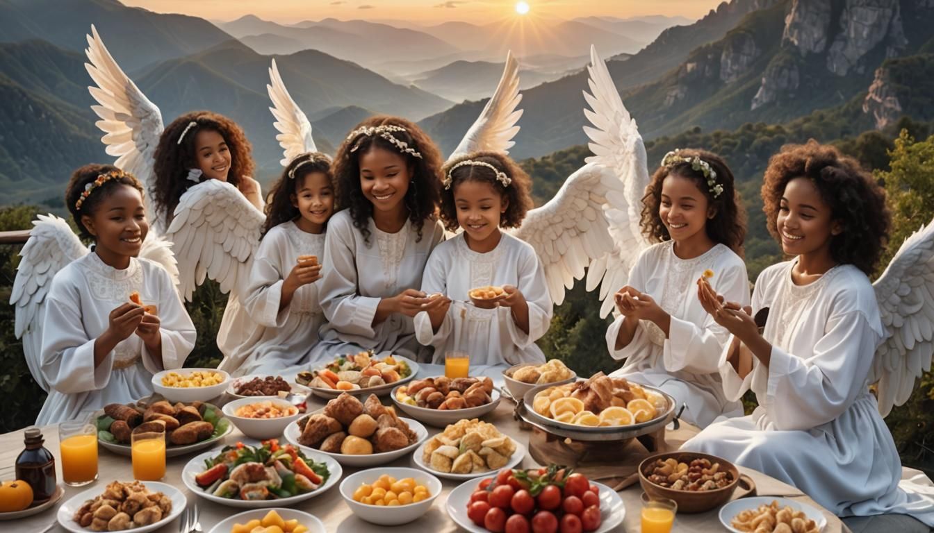 Angelic Feast at Sunrise: Divine Gathering