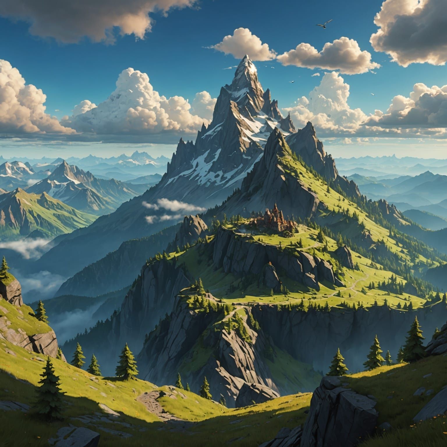 Majestic Mountain Landscape in Fantasy Concept Art