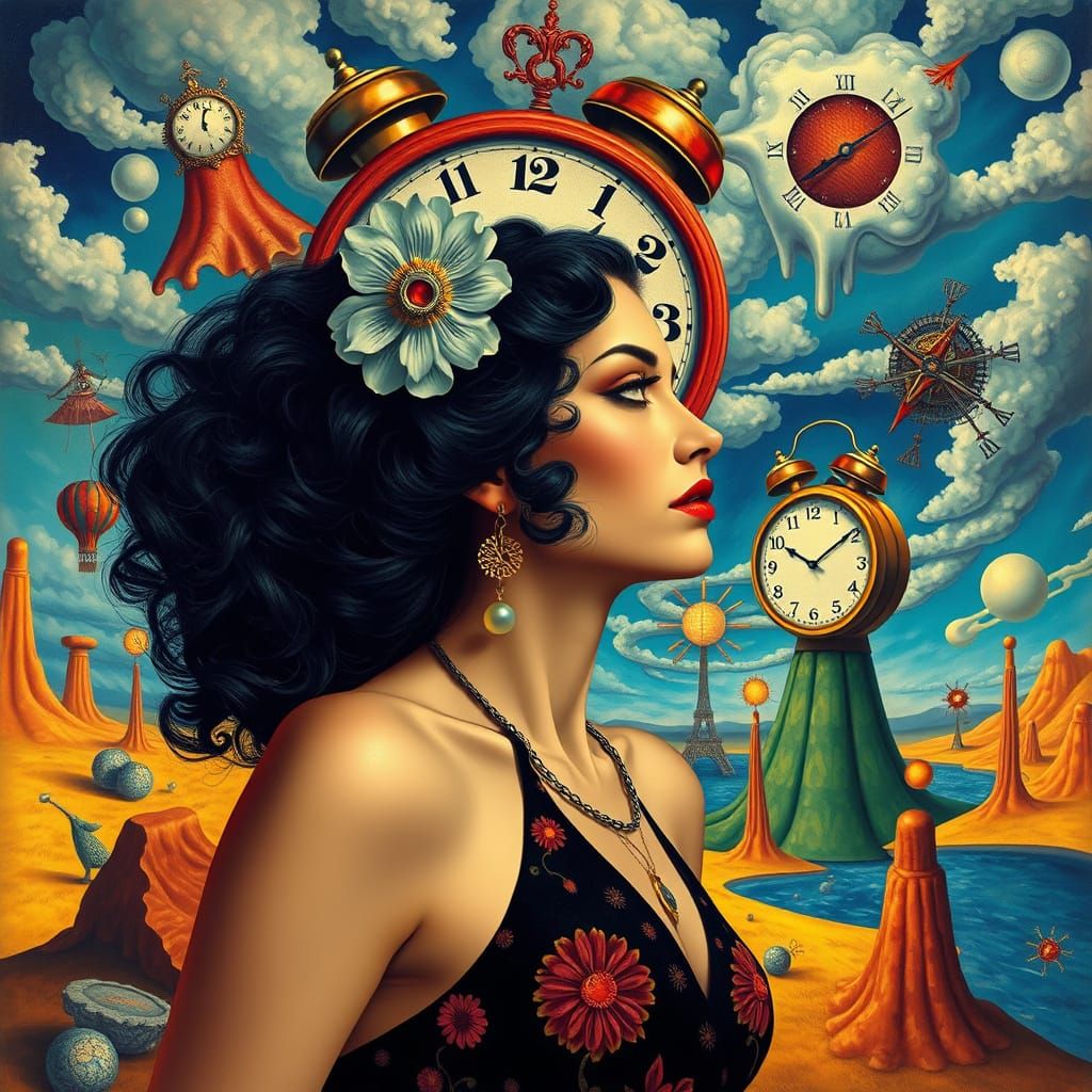 Surreal Woman in Dreamscape, a Surrealist Painting