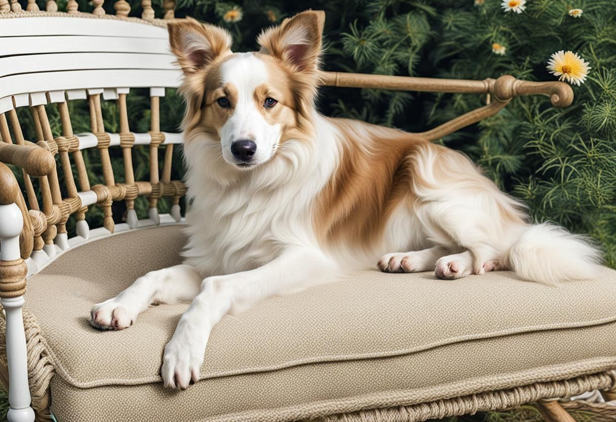 Border Collie Relaxation: Cream and White Dog Portrait