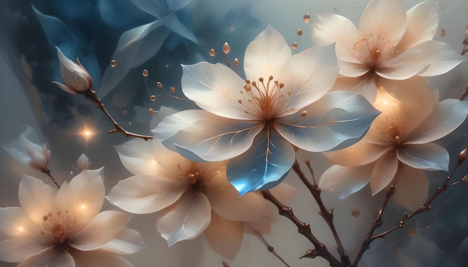 Ethereal Crystal Blossom in Sfumato Style