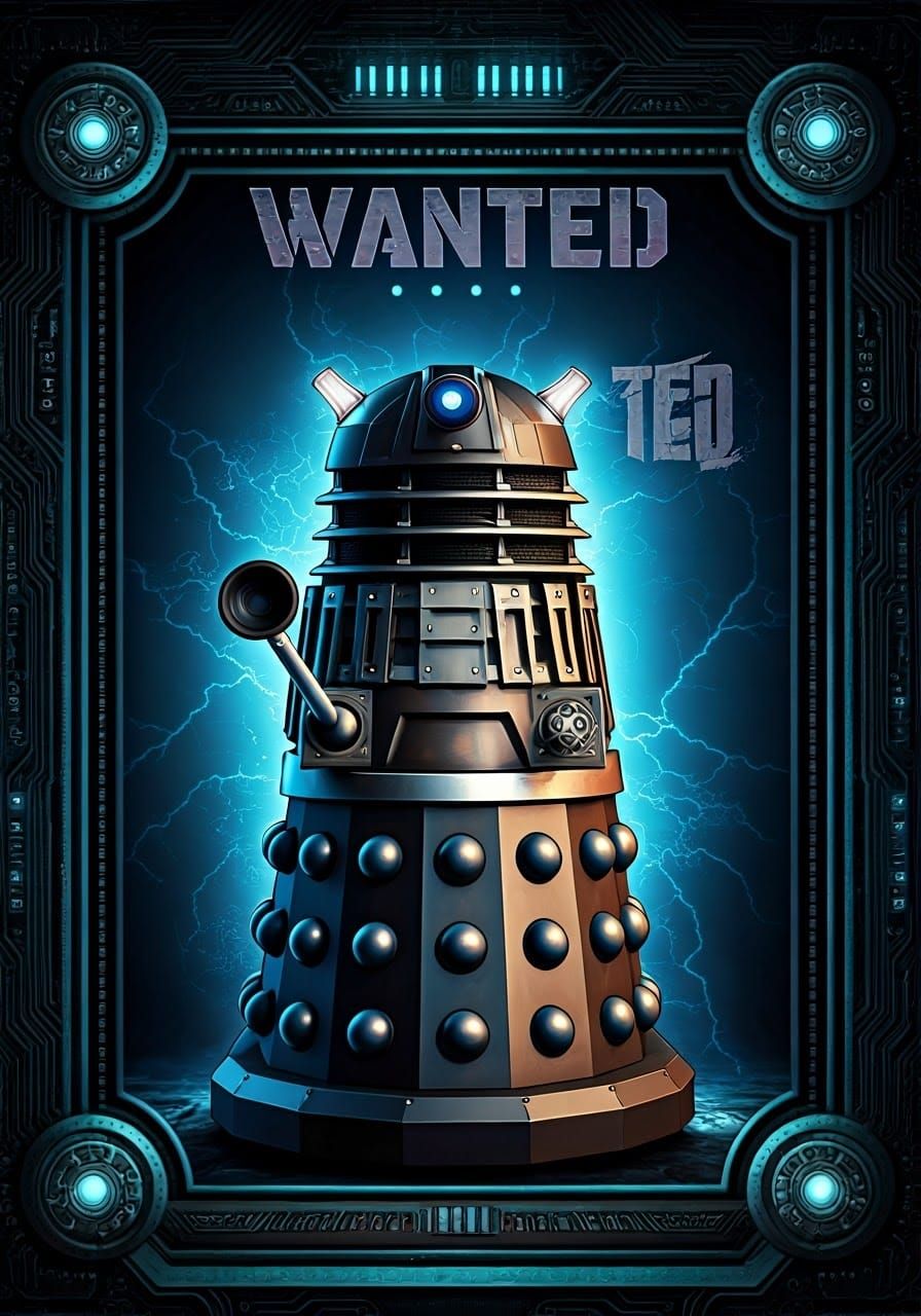 Dalek Wanted Poster in Cyberpunk Style