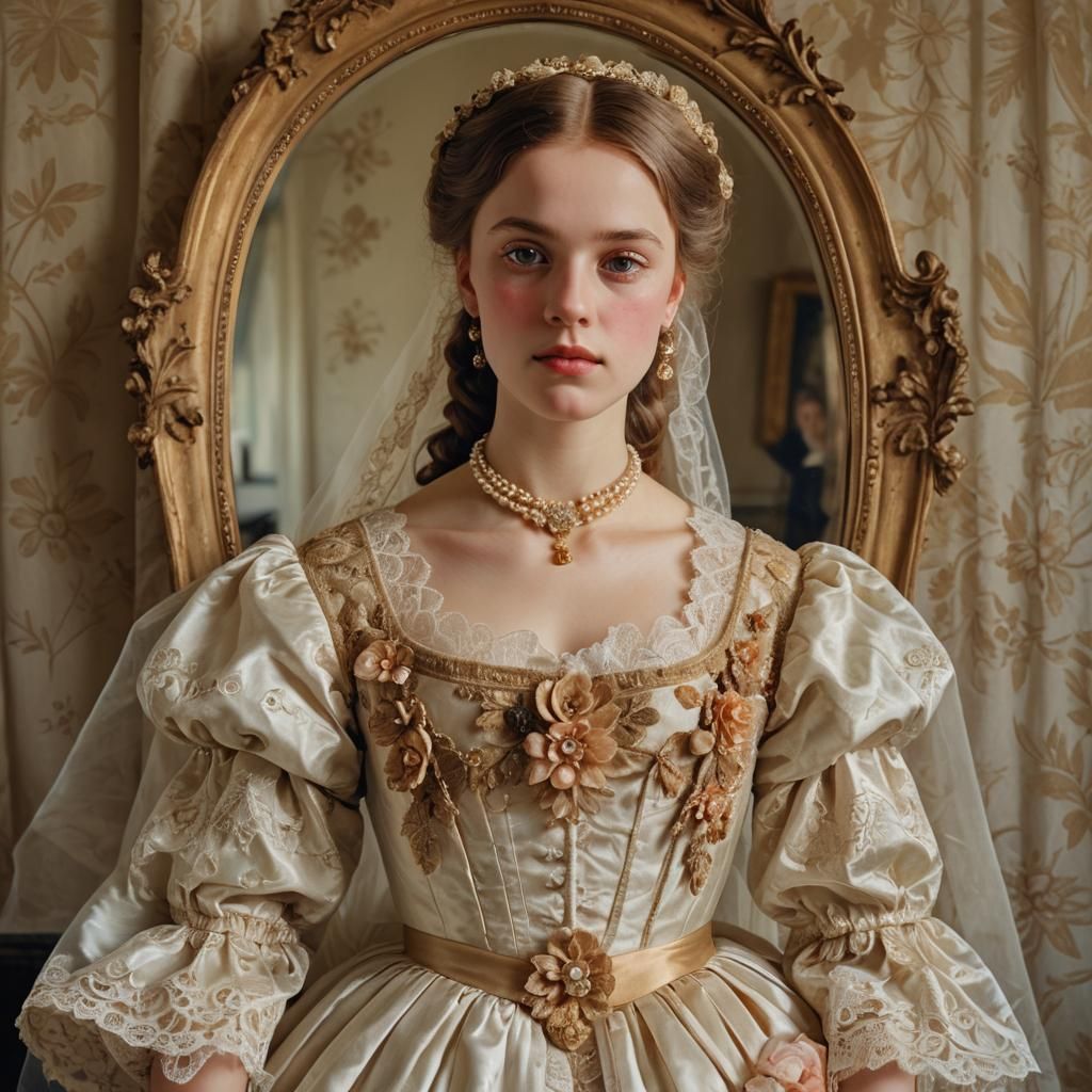 Biedermeier Era Bride in Golden Light