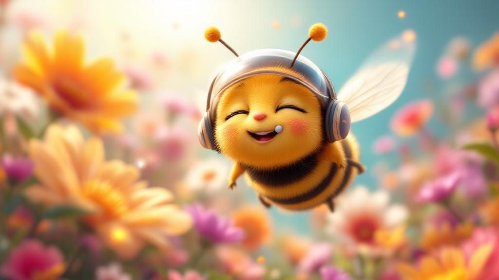 Sleepy Bumblebee Pilot in Dreamy Flower Meadow