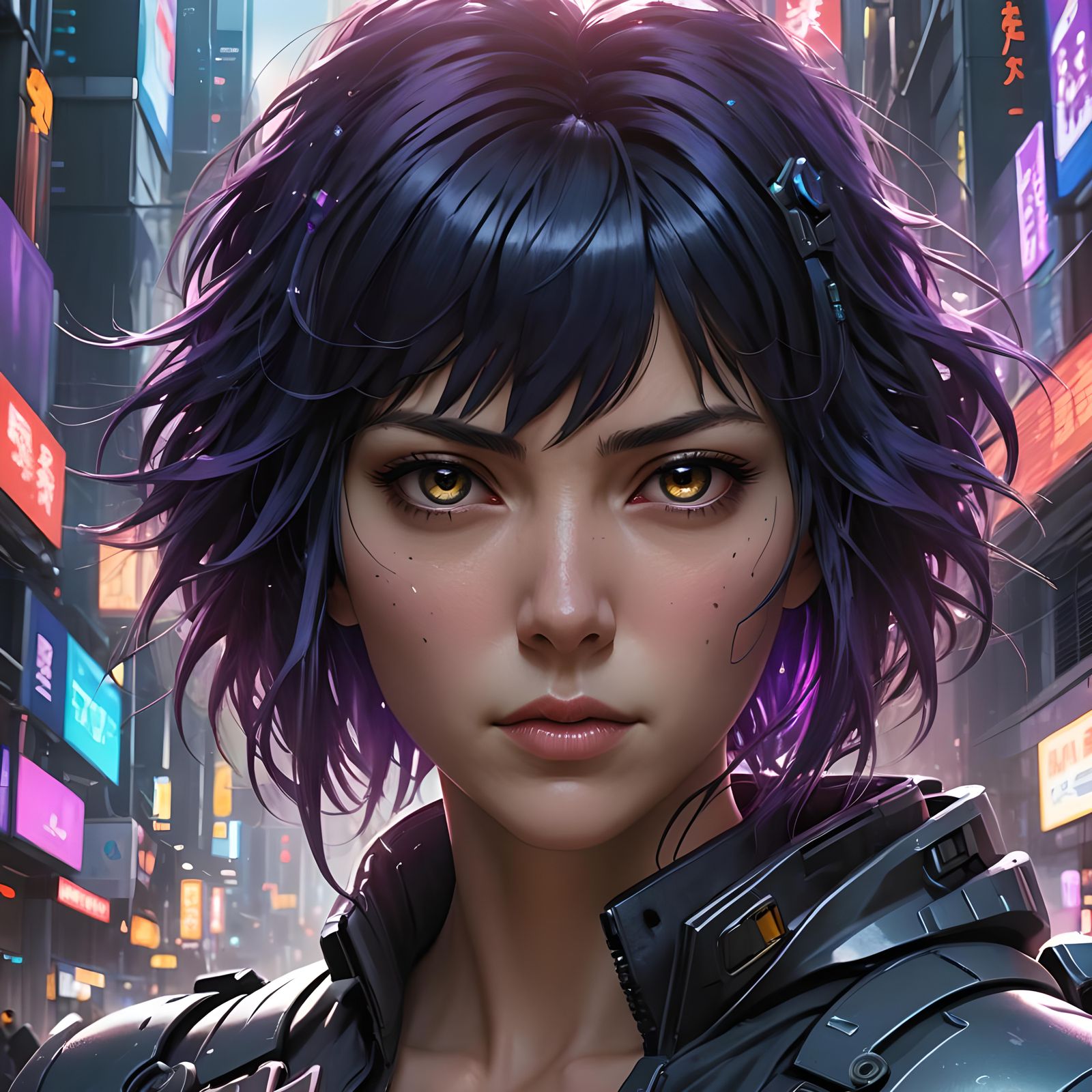 Motoko Kusanagi Portrait in Art Nouveau Style