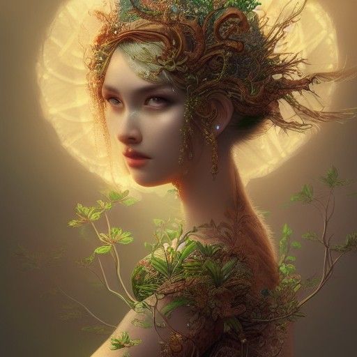 Ethereal Forest Goddess in Hyperdetailed Fantasy Art