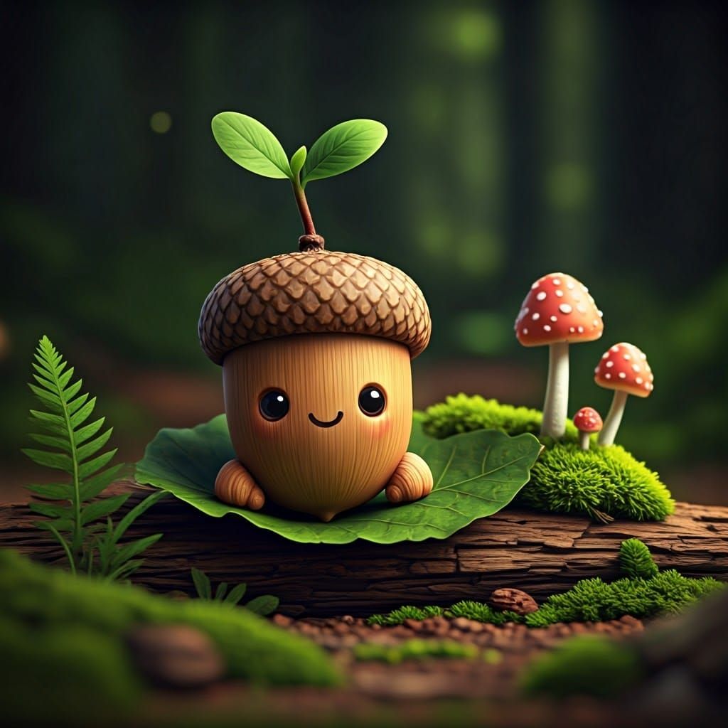 Kawaii Woodland Sprite with Earthy Charm