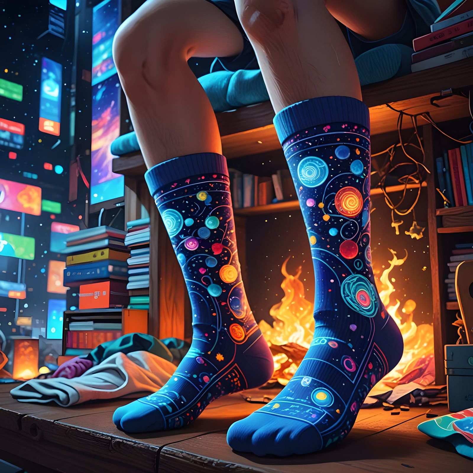 Anime Socks in Cosmic Astral Style