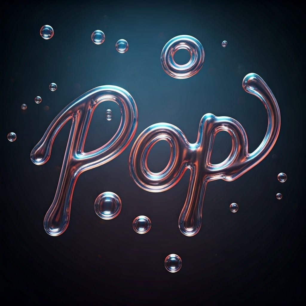 Iridescent Bubbles Spell Pop in Mid-Air