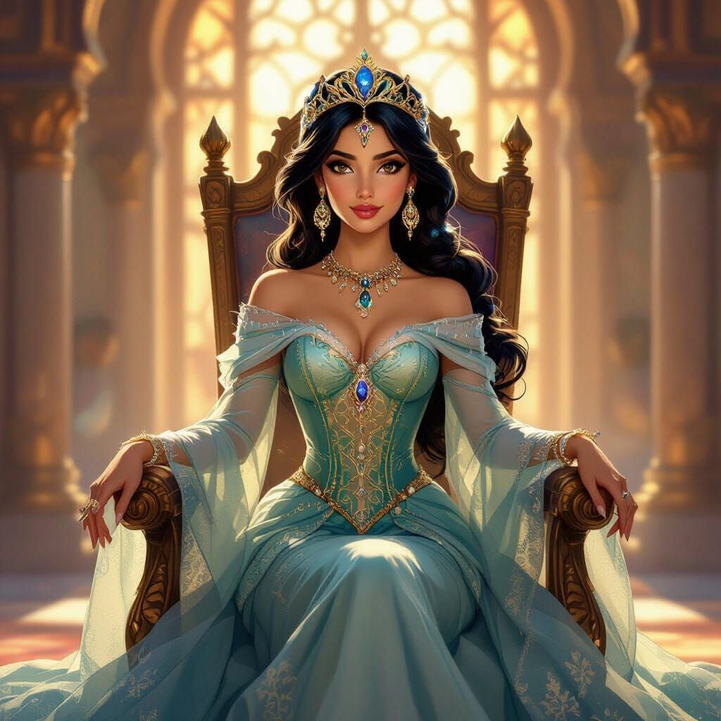 Queen Jasmine Regal in Sunlit Throne Room