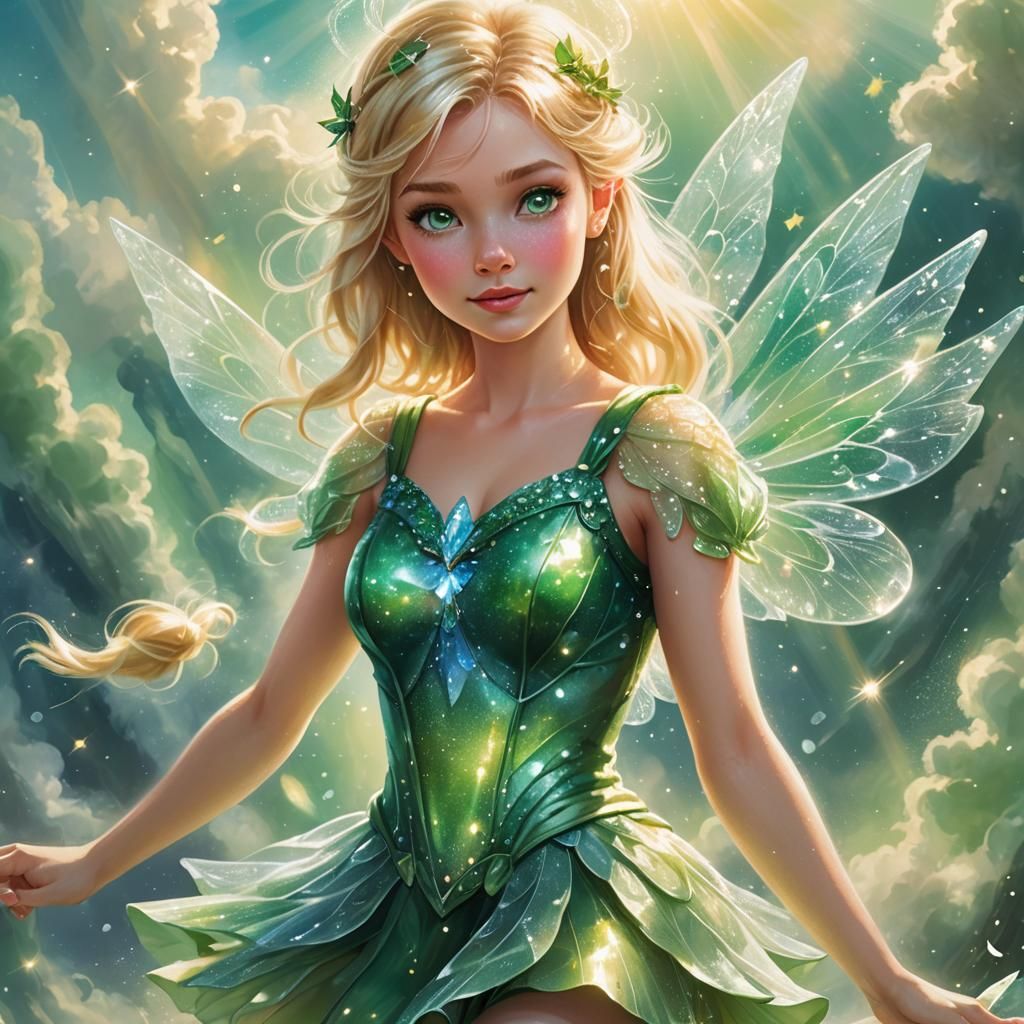 Tinkerbell in Crystalline Dress Amidst Sunshine