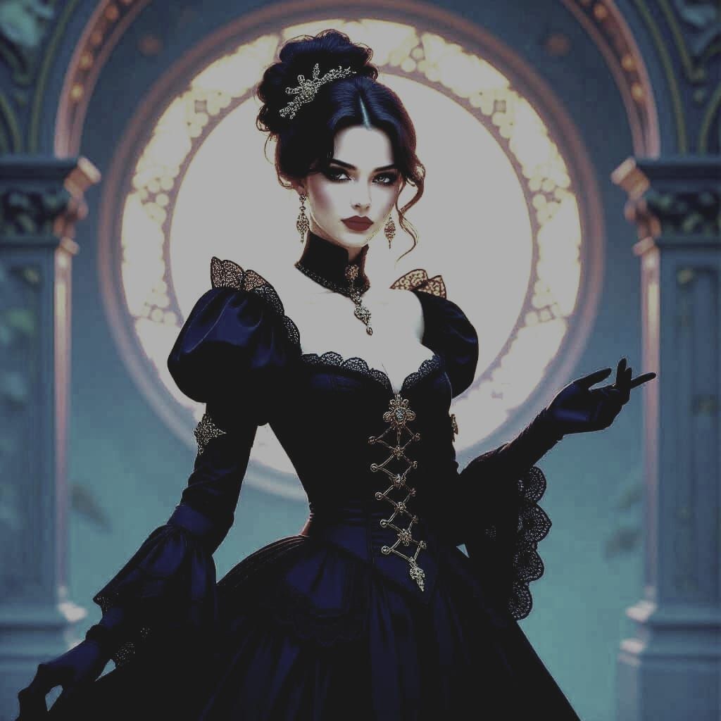 Mysterious Victorian Lady in Dark Fantasy Style