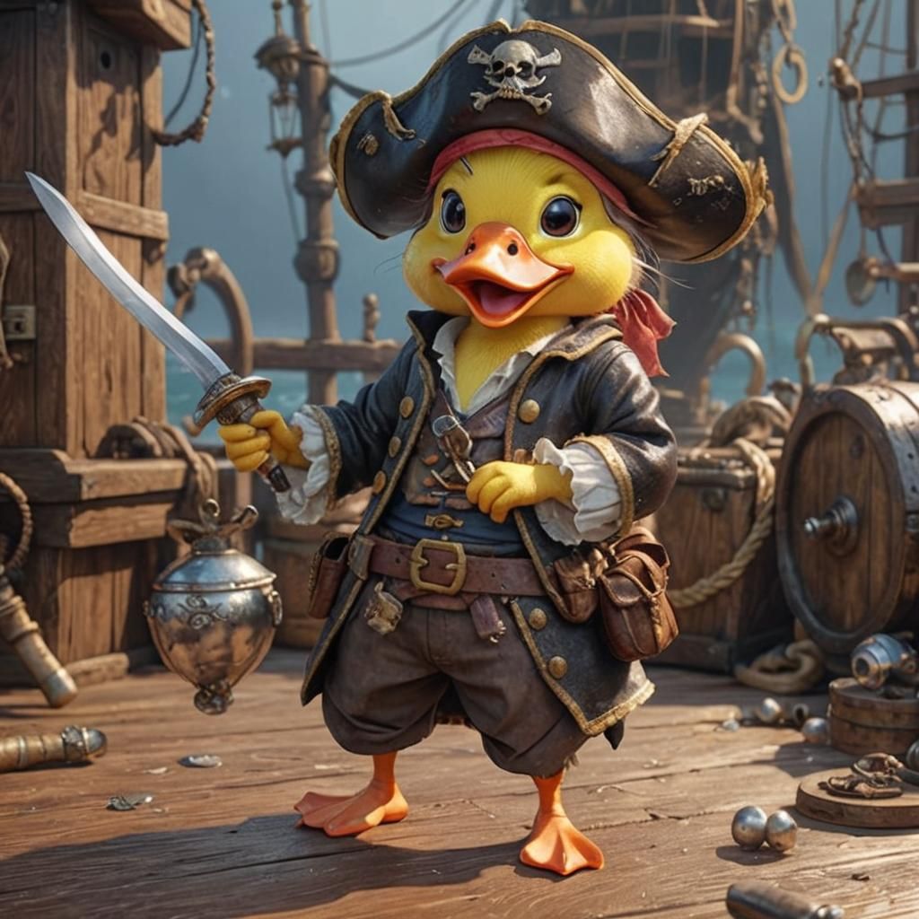 Duck Pirate in Pixar Style, Anime 3D Art
