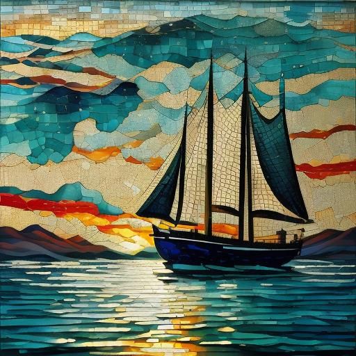 Surreal Glass Whaling Ship Sculpture