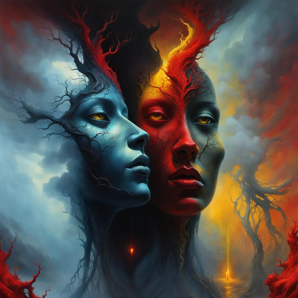 Dancing Spirits in Dark Abyss: Beksinski Style