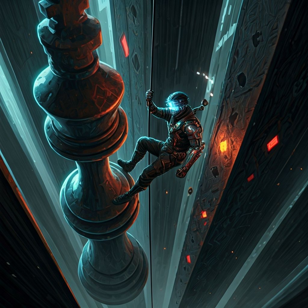 Cyberpunk Jack of Spades Rappels Chess Piece Fortress