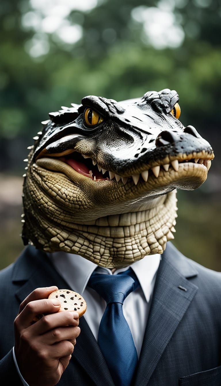 Formal Crocodile Indulges in Oreo Treat