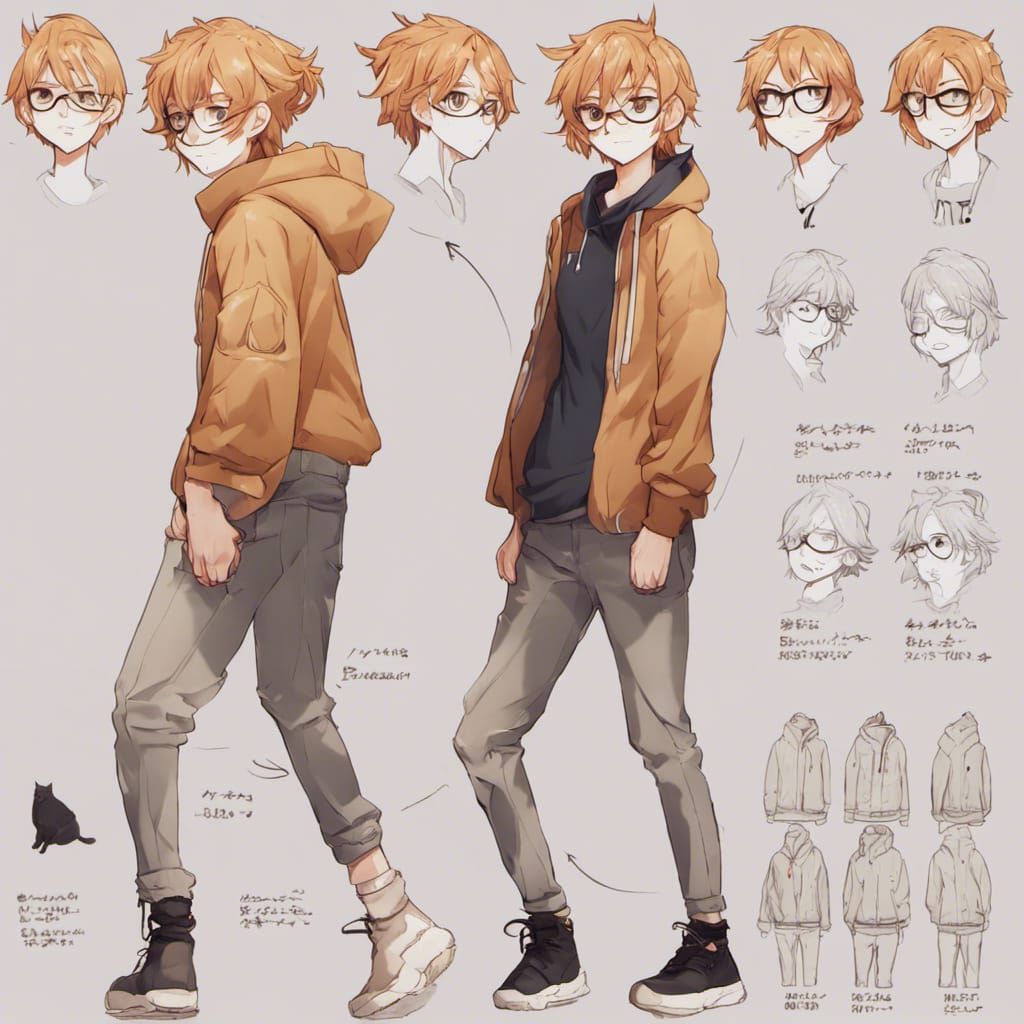 Anime Fem-Boy Character Reference Sheet