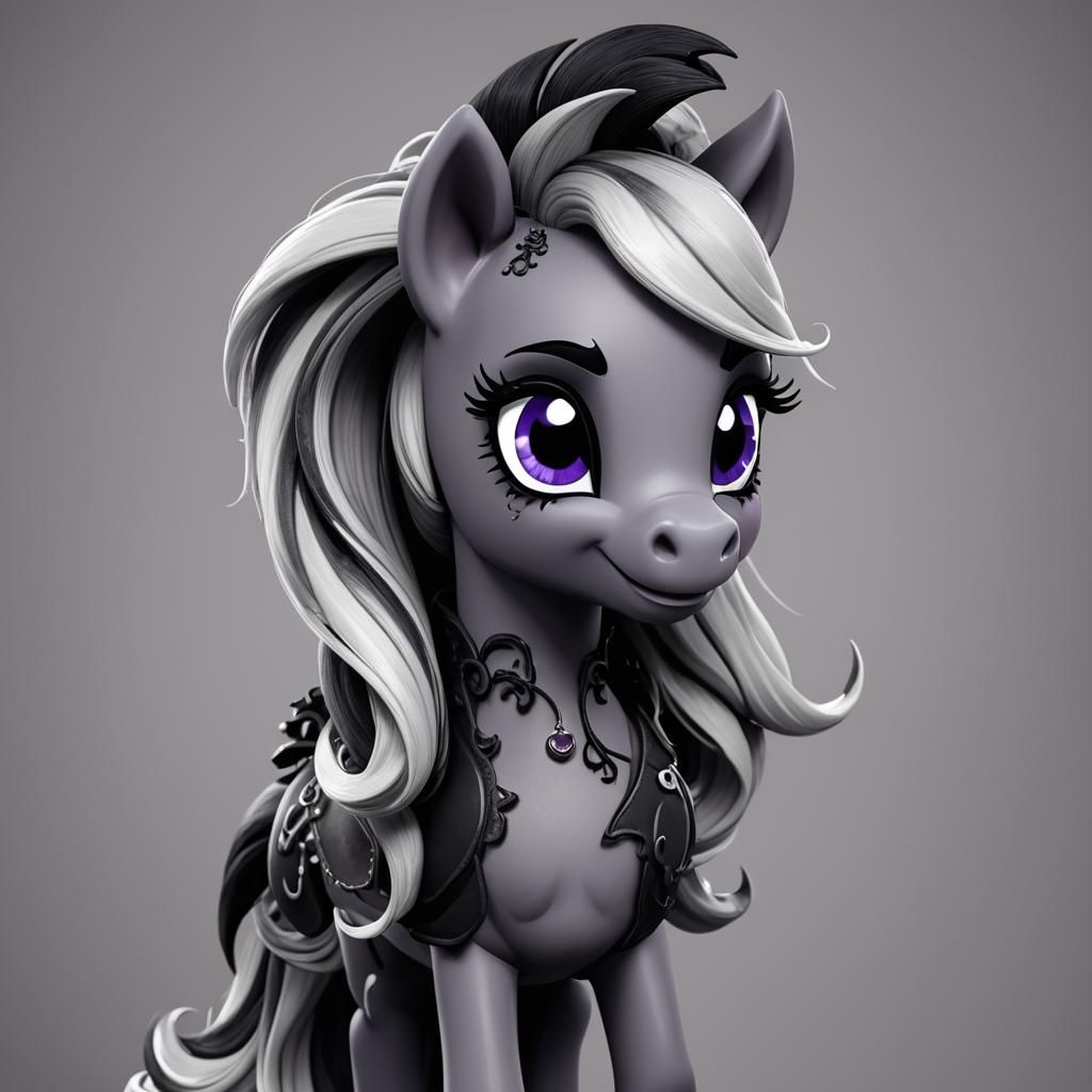 Goth Rarity Pony Portrait in 3D CGI
