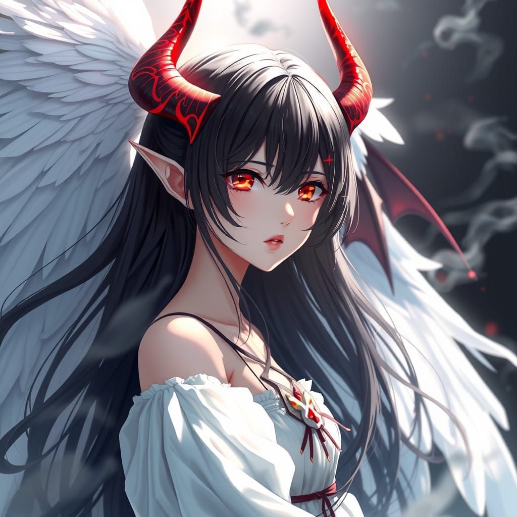 Anime Angel Devil Girl in 3D Concept Art Style