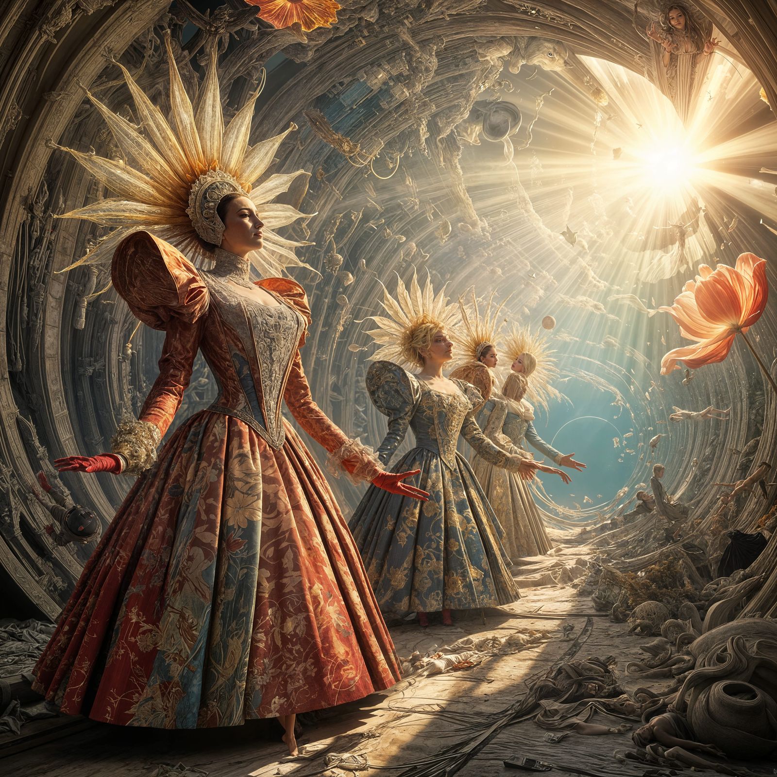 Opera Singers in a Bizarre Magical Realism Art