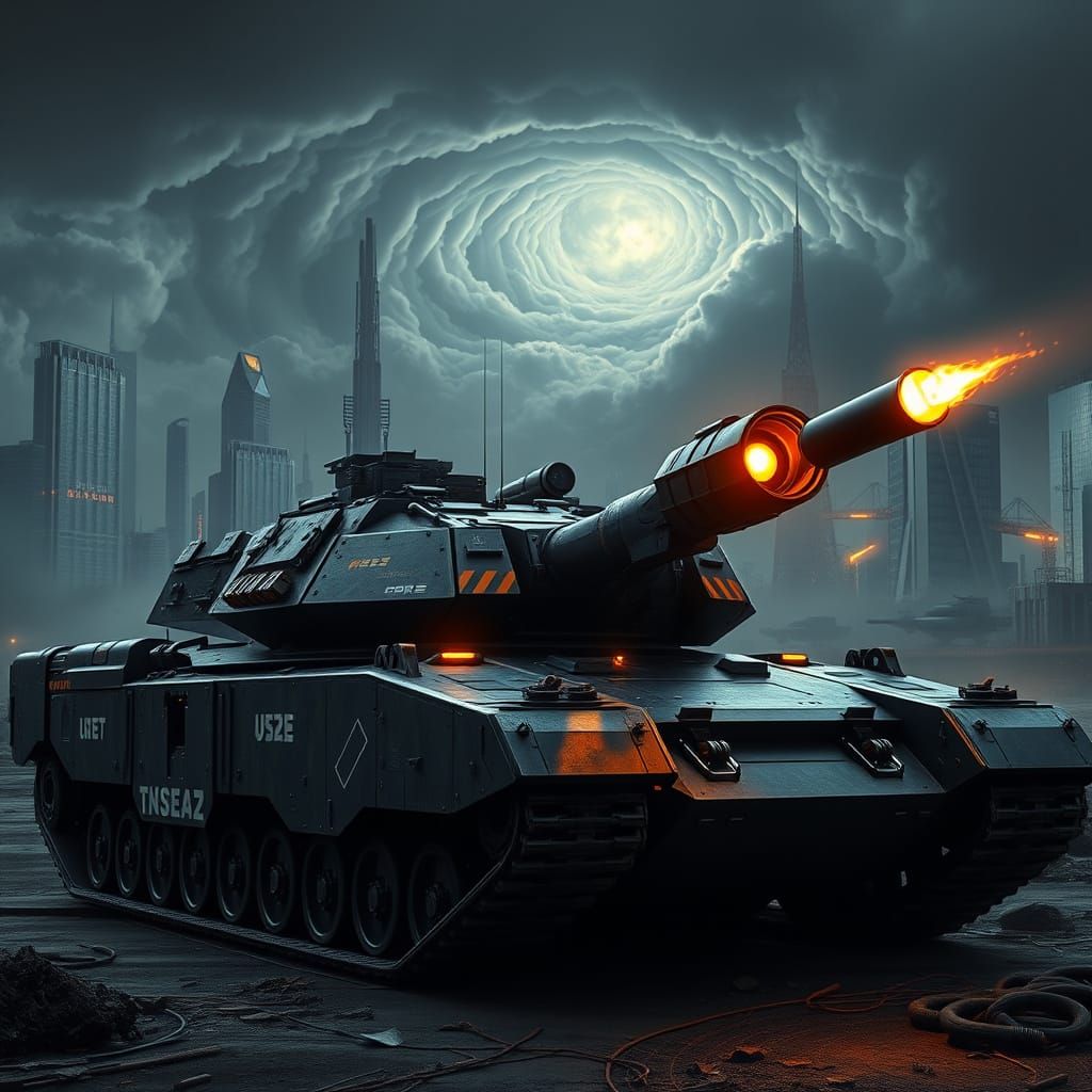 Gargantuan Futuristic Military Tank in Maximalist Digital St...