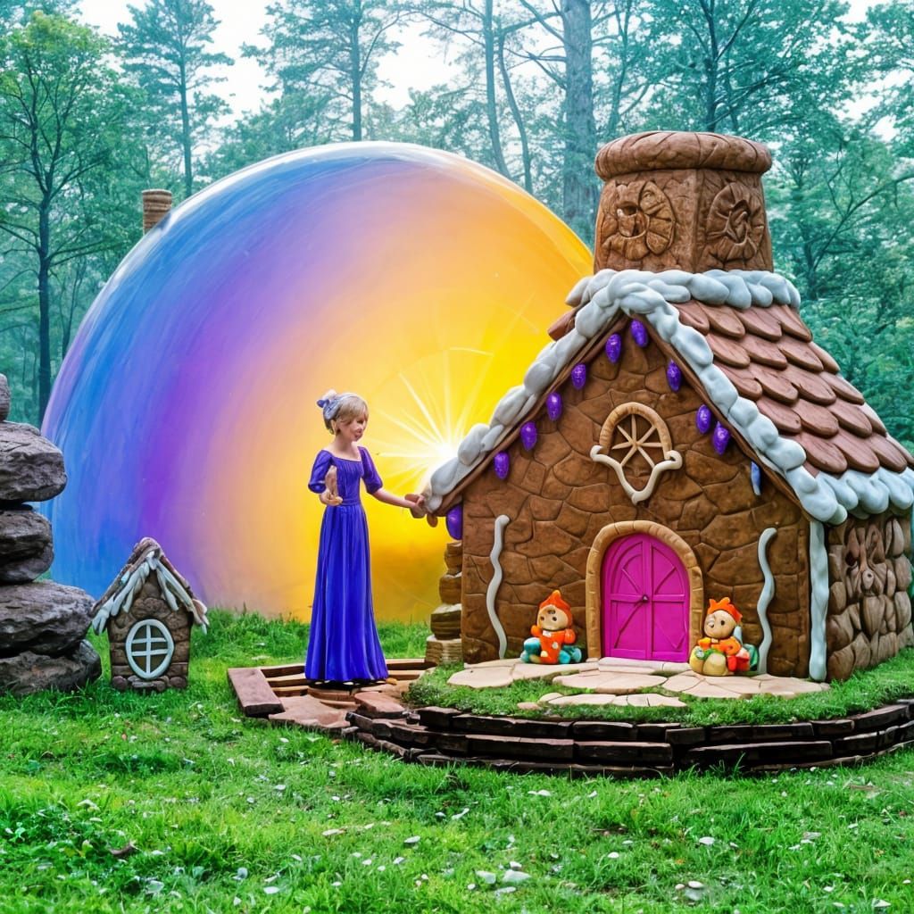 Gingerbread Hag's House: A Cosmic Illustration