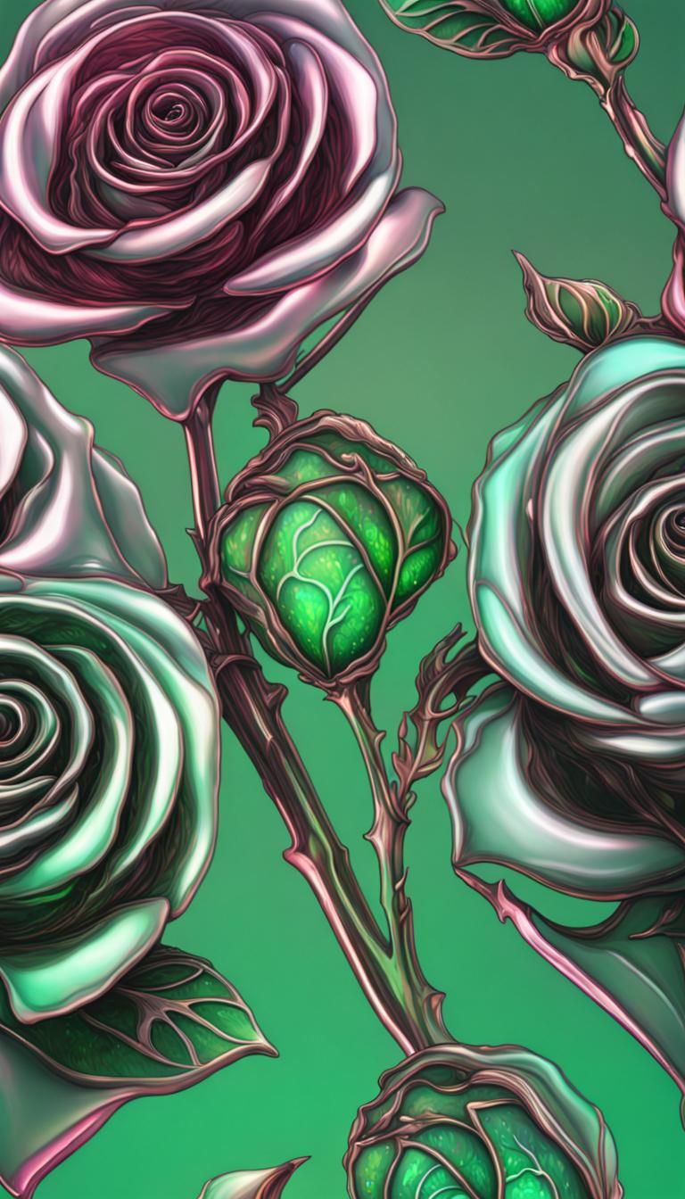 Iridescent Rose Logo in Crystal Glass Style