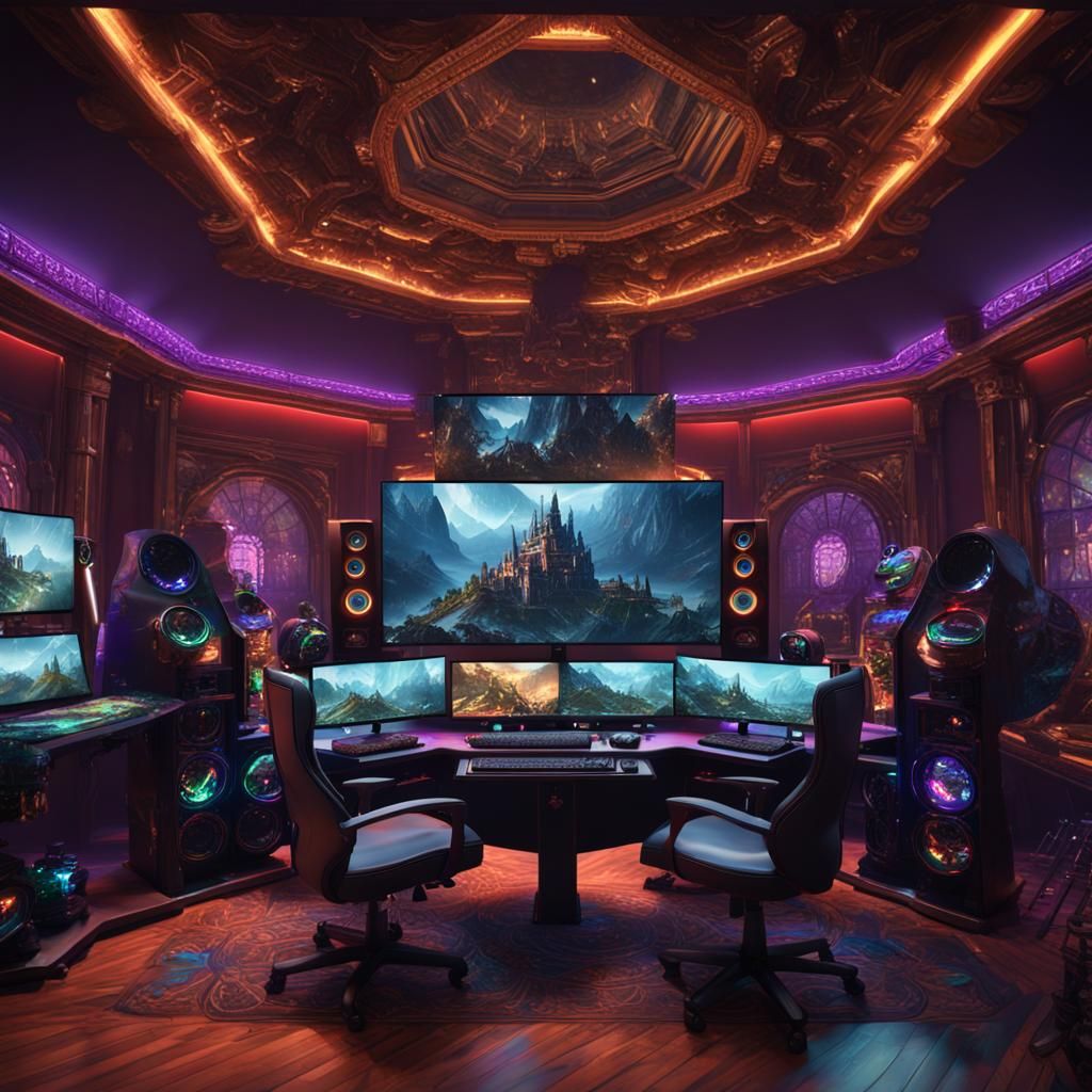 Extremely Expensive Gaming Setup as Detailed Matte Painting