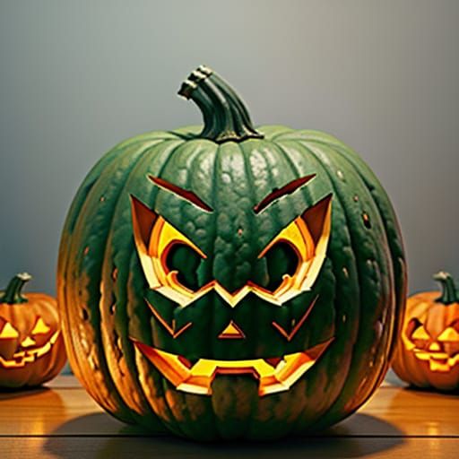 Cactus Pumpkin Carving Outline in Anime Style