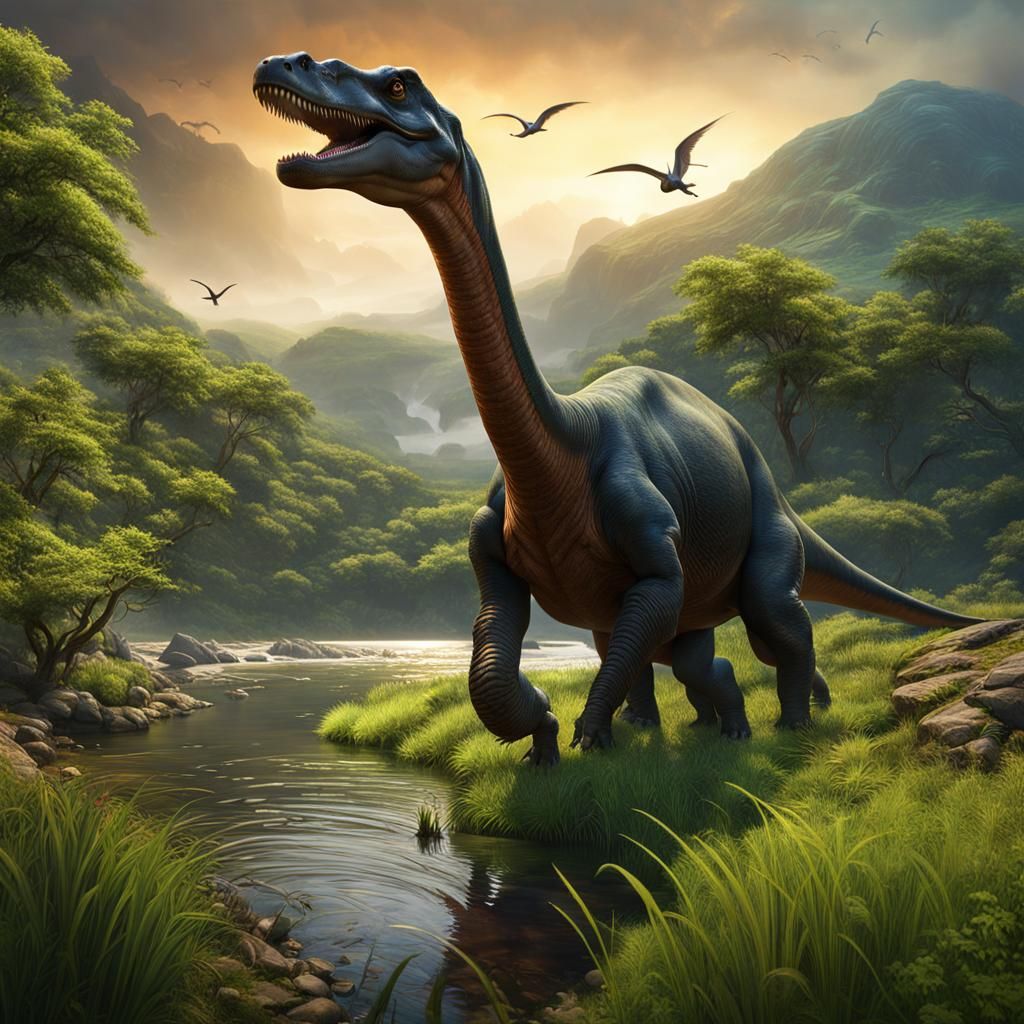 Brontosaurus and pterodactyls