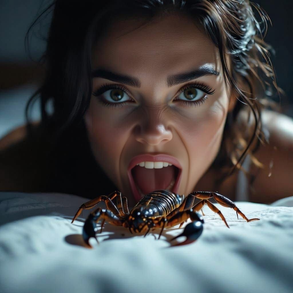 Woman's Terrified POV: Scorpion on Nightie