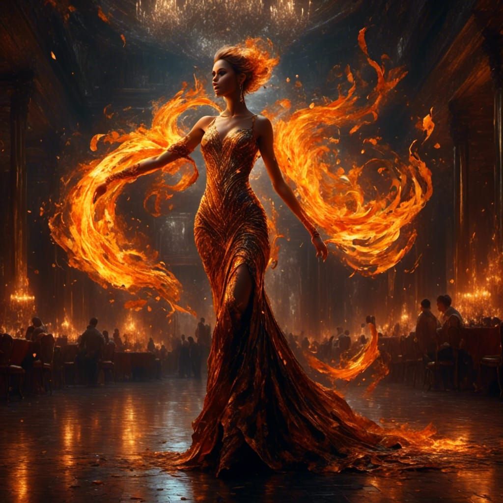 Fiery Ballroom Dancer in Hyperrealism