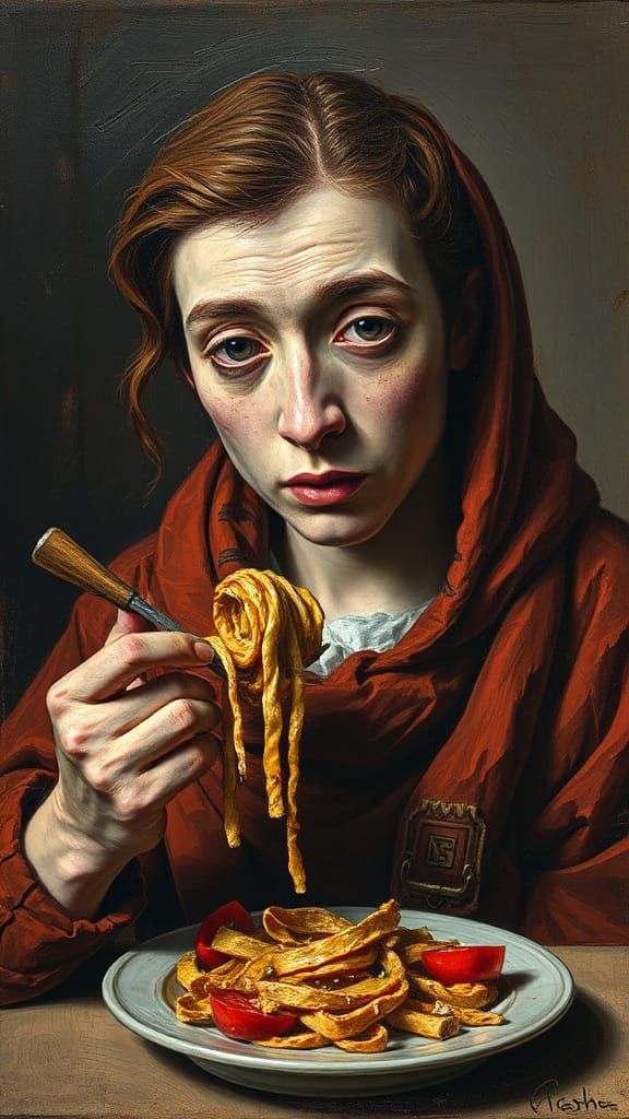 Imposter's Impasto Portrait of Perpetual Pasta Feast