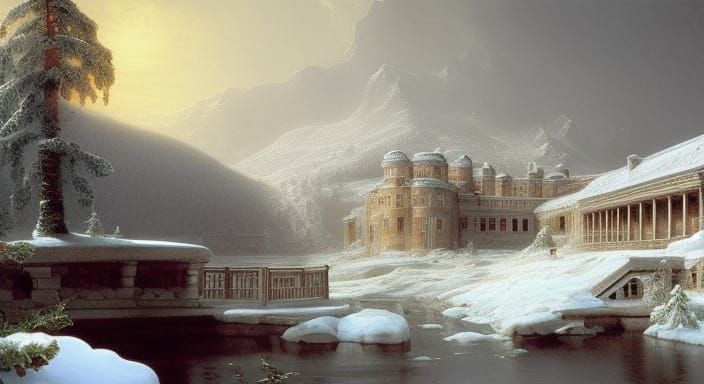 Epic Winter Mansion in Siberia: Digital Painting