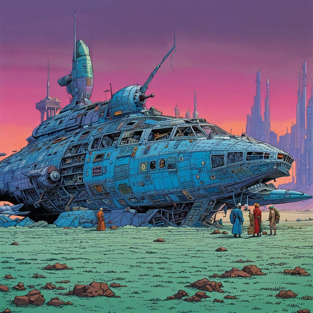 Wasteland Starship in Ligne Claire Style