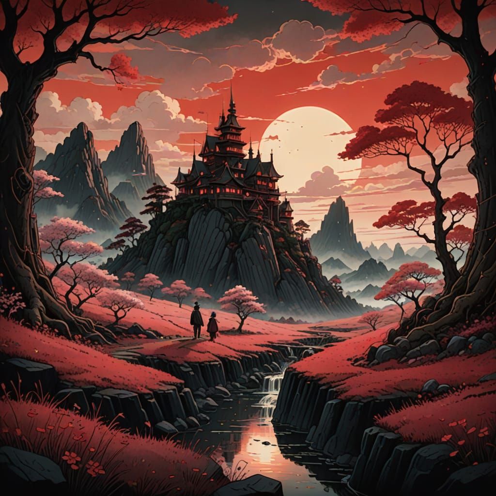 Dreamscape of Lilies in Charcoal and Ink