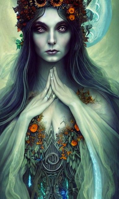 Goddess of Samhain in Maximalist Matte Painting