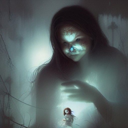 Sinister Female Ghost with Large Bosoms in Ethereal Style