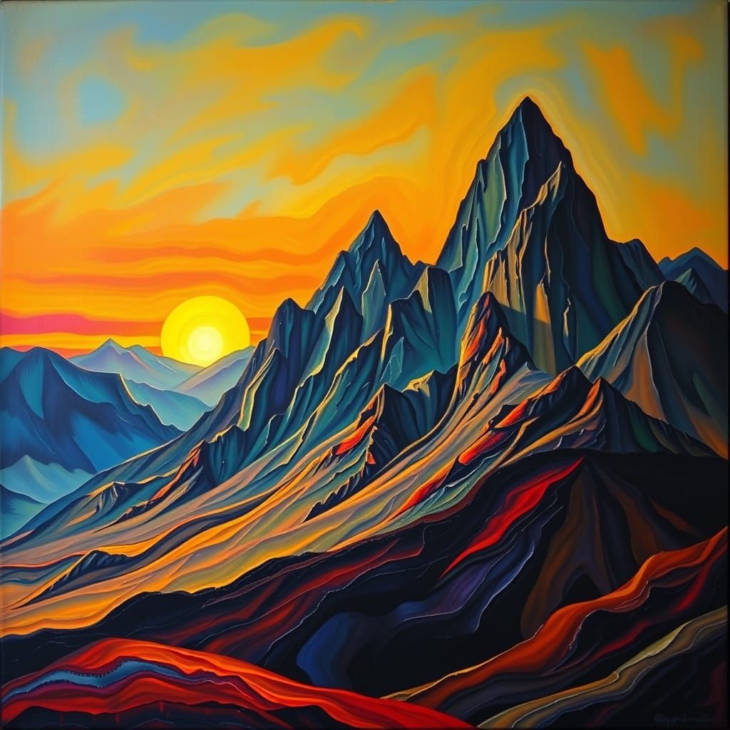Ethereal Mountainscape at Sunset in a Dreamlike Dali-Inspire...