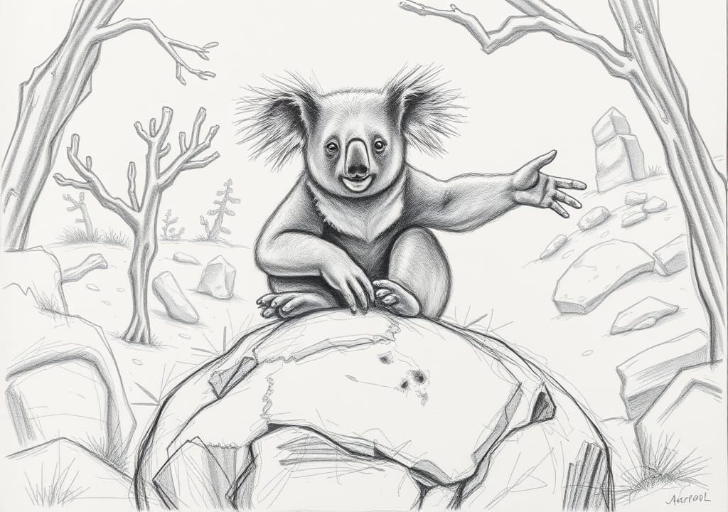 Koala Portrait in Graphite Sketch Style