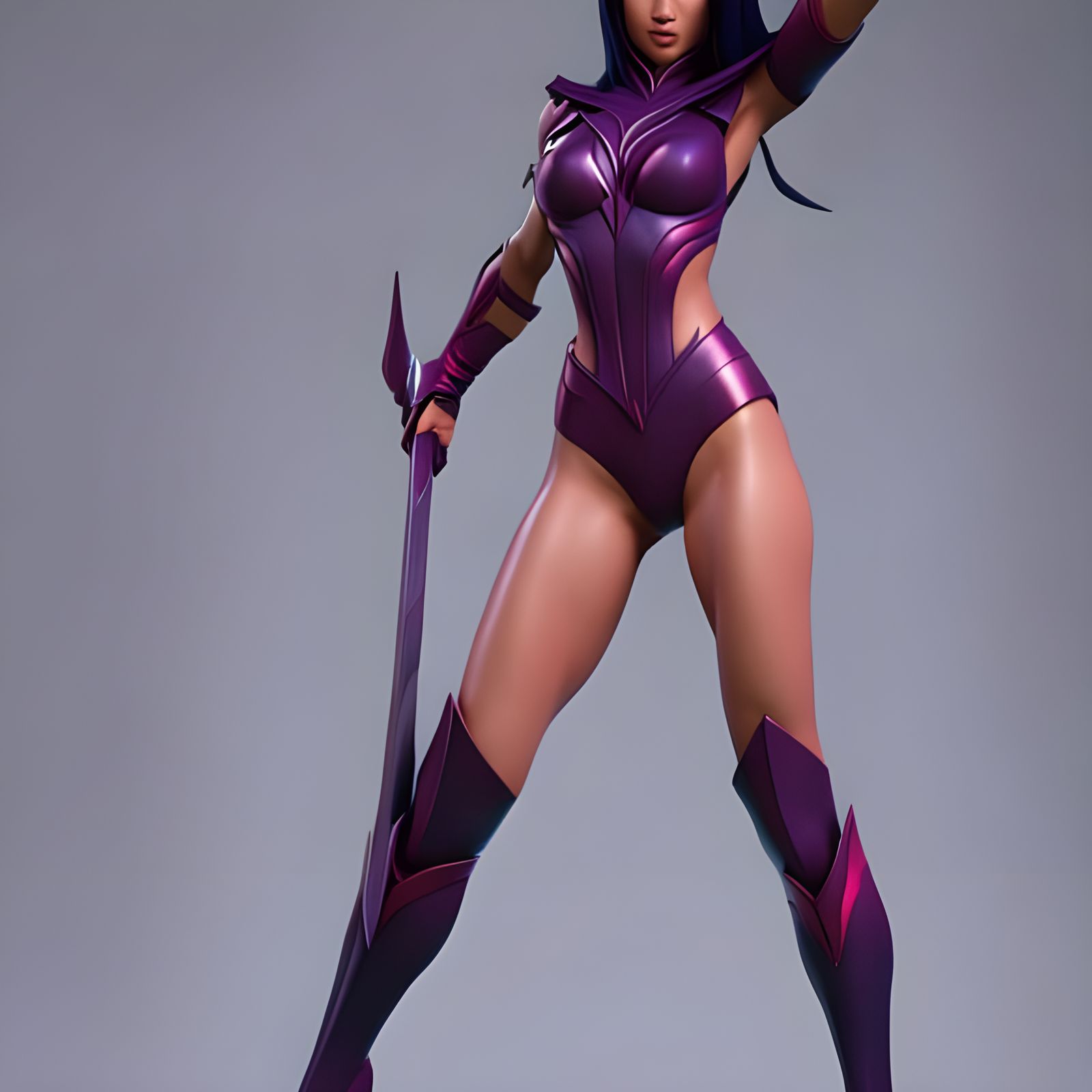 Psylocke Bikini Model in Hyperdetailed Digital Art