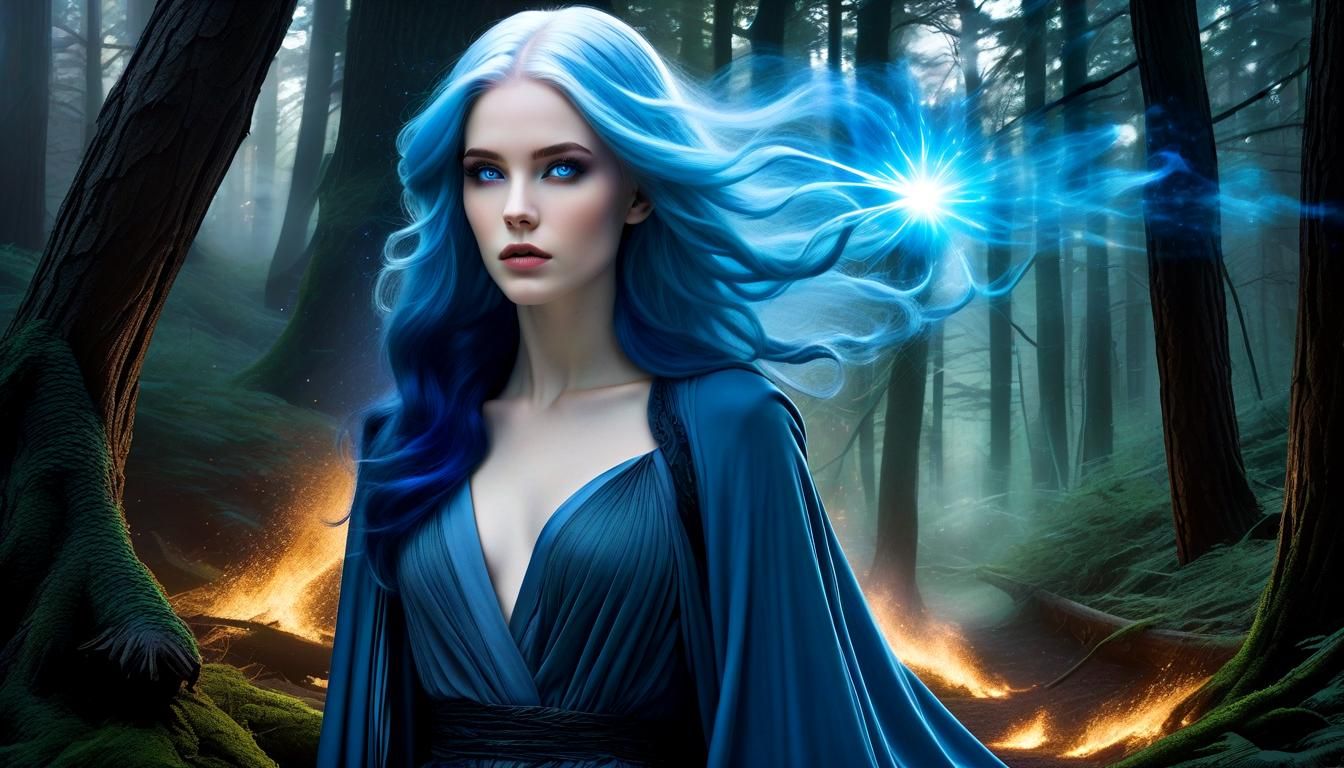 Mystical Woman Approaches Magical Figure in Cel-Shaded Style