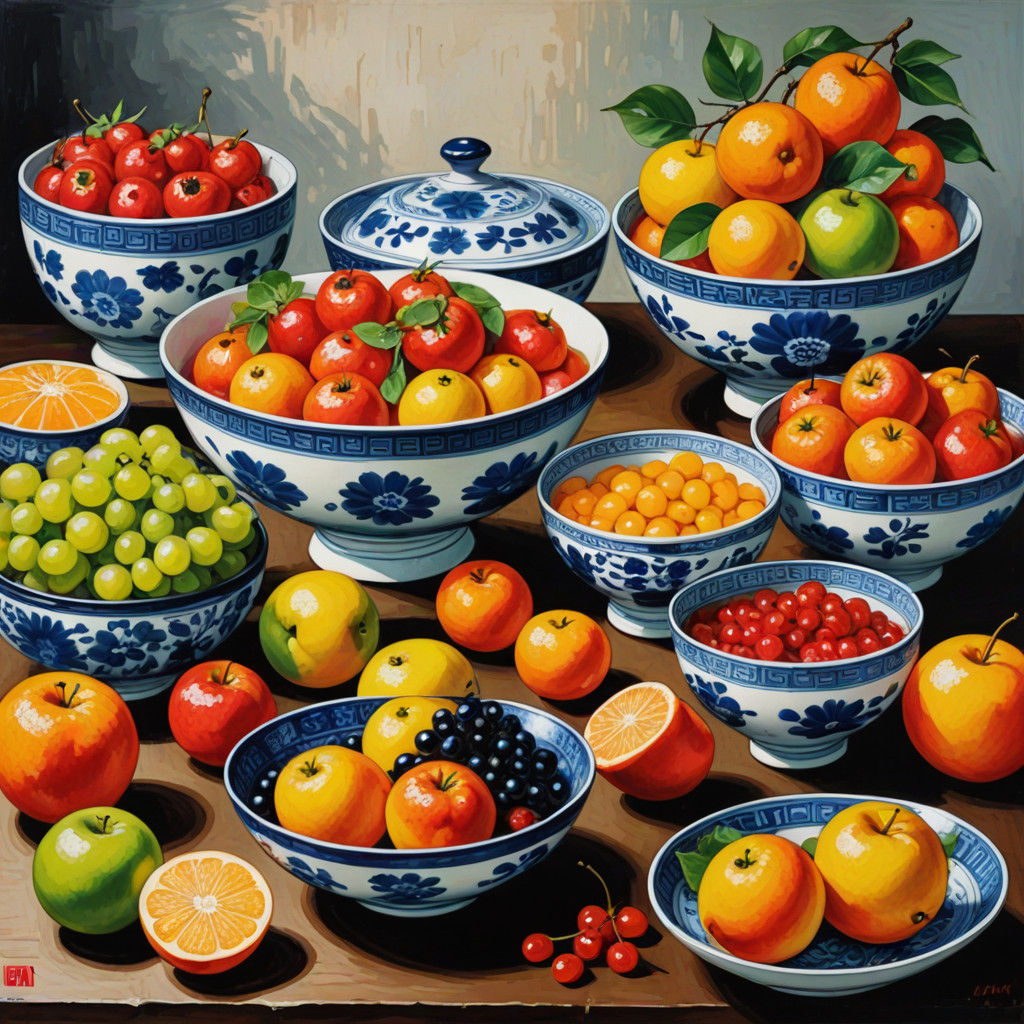 Vibrant Still Life Oriental Pop Art