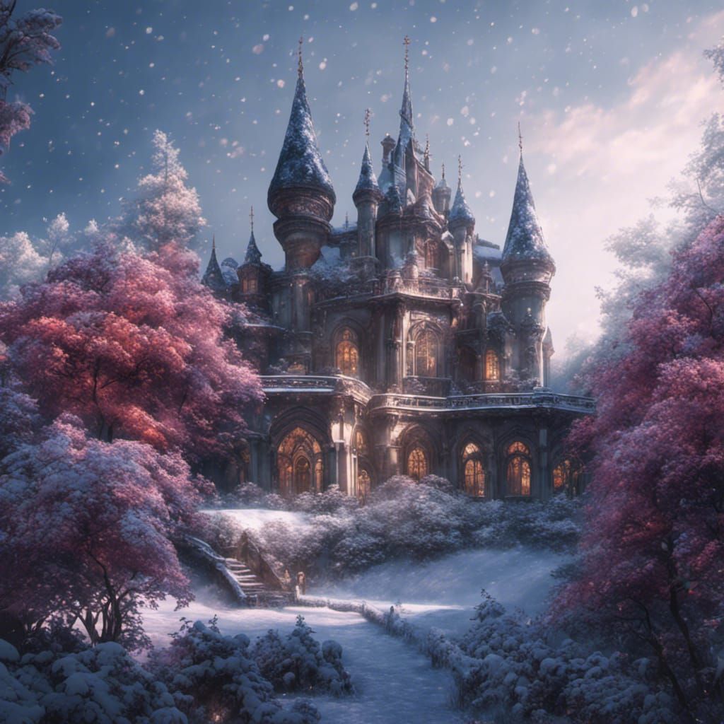 Fantasy manor in the snow