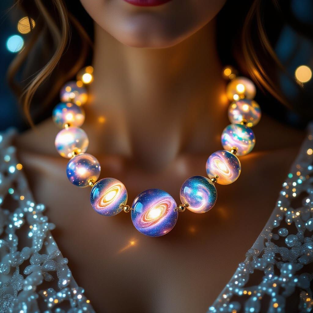 Woman's Galactic Necklace: A Photorealistic Masterpiece
