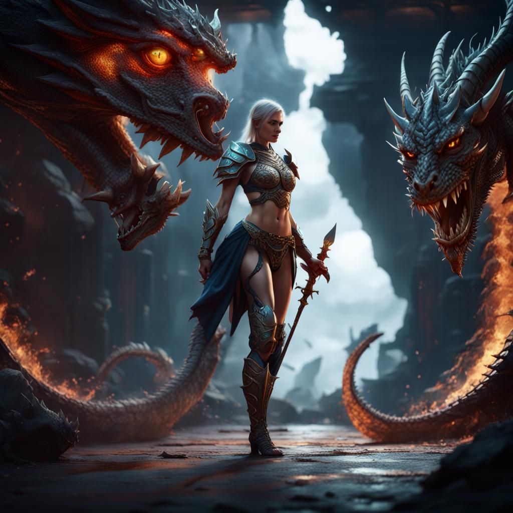 Fantasy Female Warrior in Detailed Digital Painting