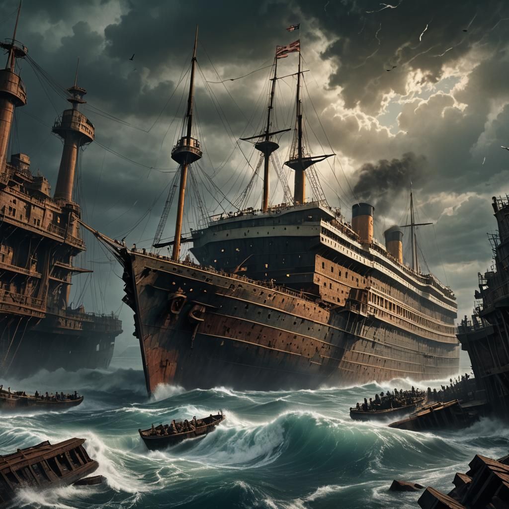 Epic Digital Titanic Shipwreck in Cinematic Style